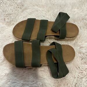 Green Strappy Platform Sandals